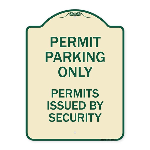 Signmission Permit Parking Permits Issued by Security Heavy-Gauge Aluminum Sign, 24" x 18", TG-1824-23312 A-DES-TG-1824-23312